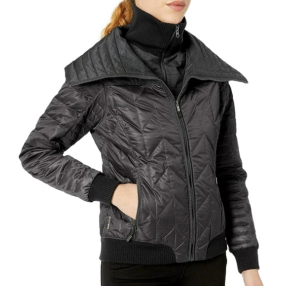 LOLE Black Colleen Down Filled Quilted Winter Zip Up High Collar Jacket Size M - Picture 1 of 16